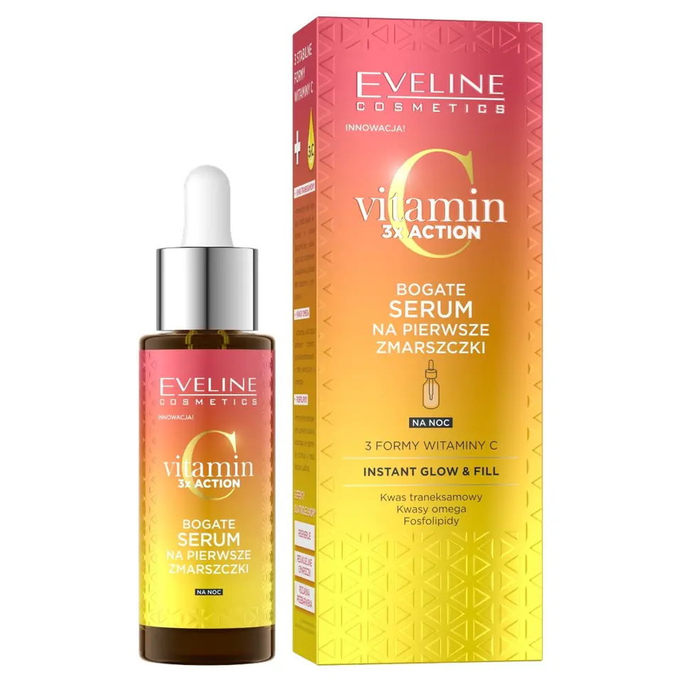 EVELINE Vitamin C 3xAction Bogate Serum na pierwsze zmarszczki na noc 30ml w sklepie Wasserman.eu