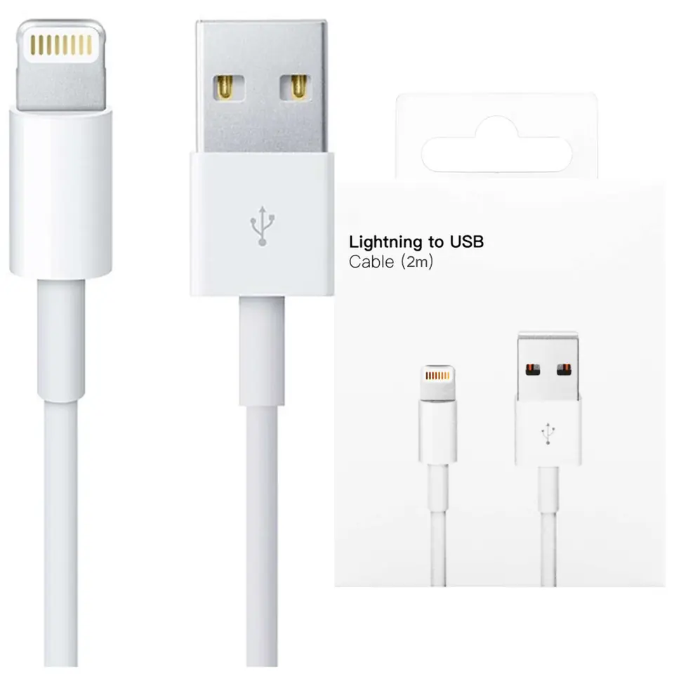 ⁨Kabel 2m Lightning do USB-A USB do Apple iPhone, iPad, iPod BOX Biały⁩ w sklepie Wasserman.eu