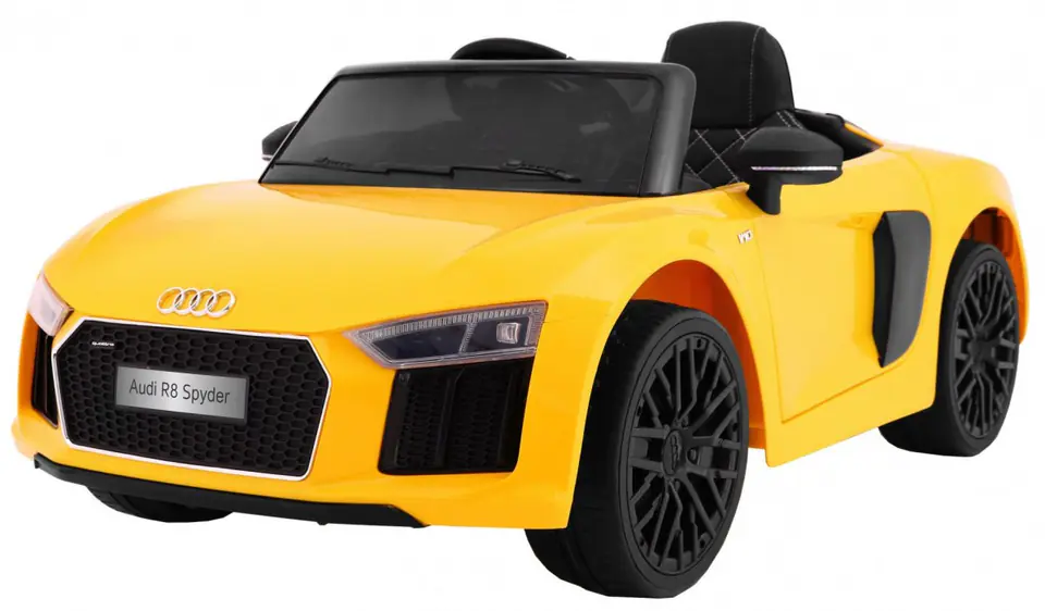 ⁨Audi R8 Spyder na akumulator Żółty + Pilot + EVA + Wolny Start + Radio MP3 + LED⁩ w sklepie Wasserman.eu