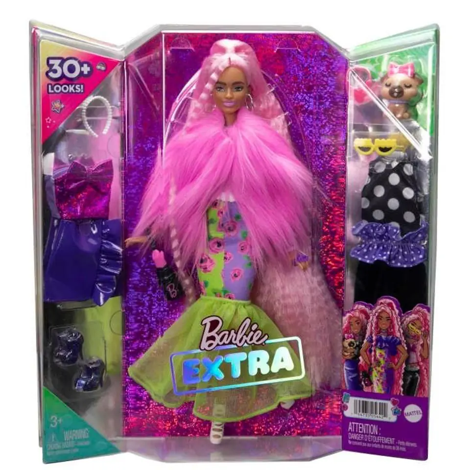 ⁨PROMO Barbie Lalka EXTRA MODA Deluxe zestaw ubranka + piesek HGR60 MATTEL⁩ at Wasserman.eu