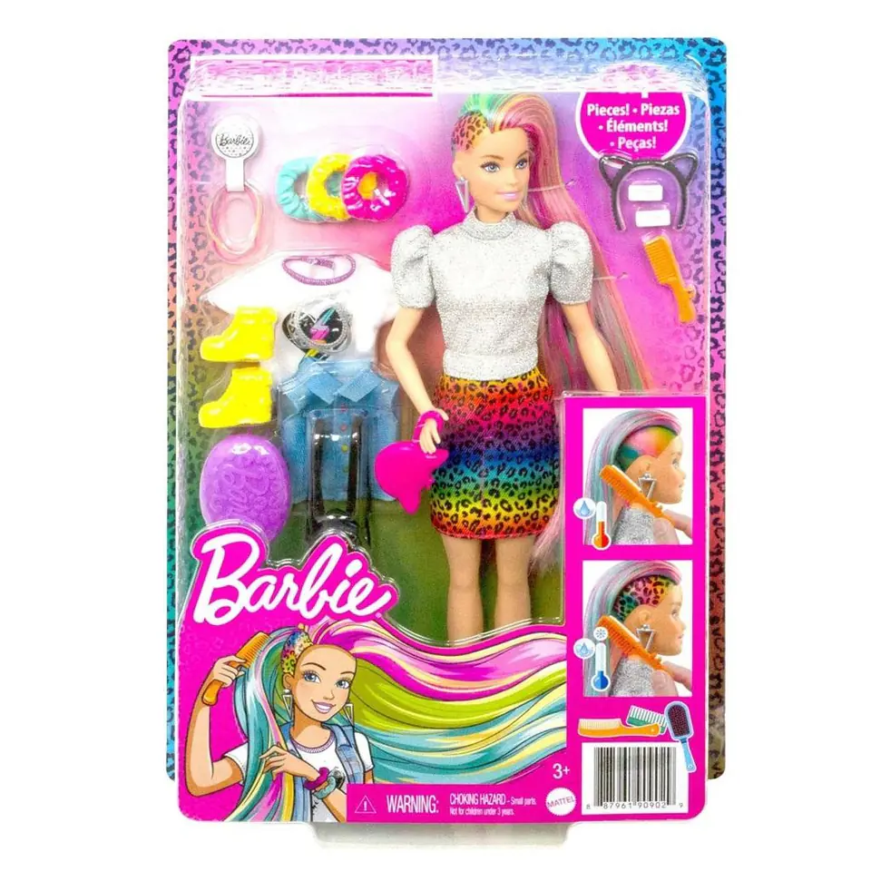 ⁨Doll Barbie Leopard Rainbow Hair⁩ at Wasserman.eu