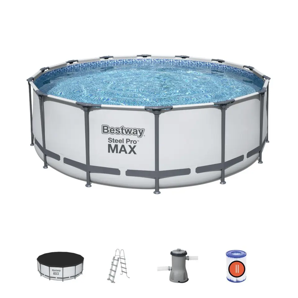 ⁨Basen stelażowy Steel Pro MAX 427x122 Szary 14FT BESTWAY 5w1 + Akcesoria⁩ w sklepie Wasserman.eu