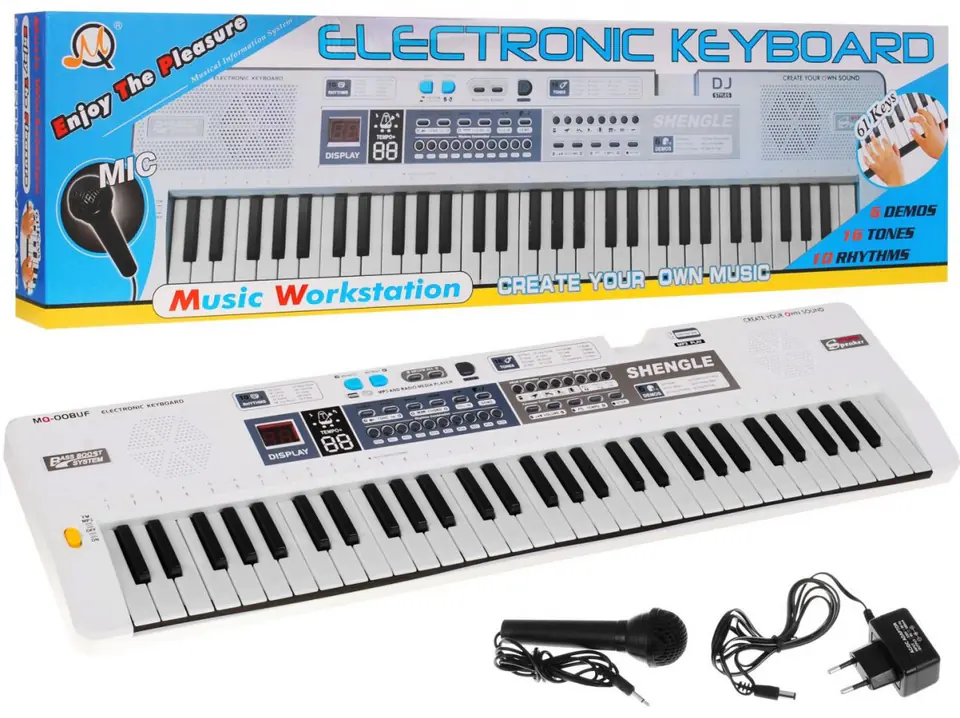 ⁨Biały Keyboard dla dzieci 5+ Mikrofon + Nagrywanie + Głośniki Stereo - model nr 008⁩ w sklepie Wasserman.eu