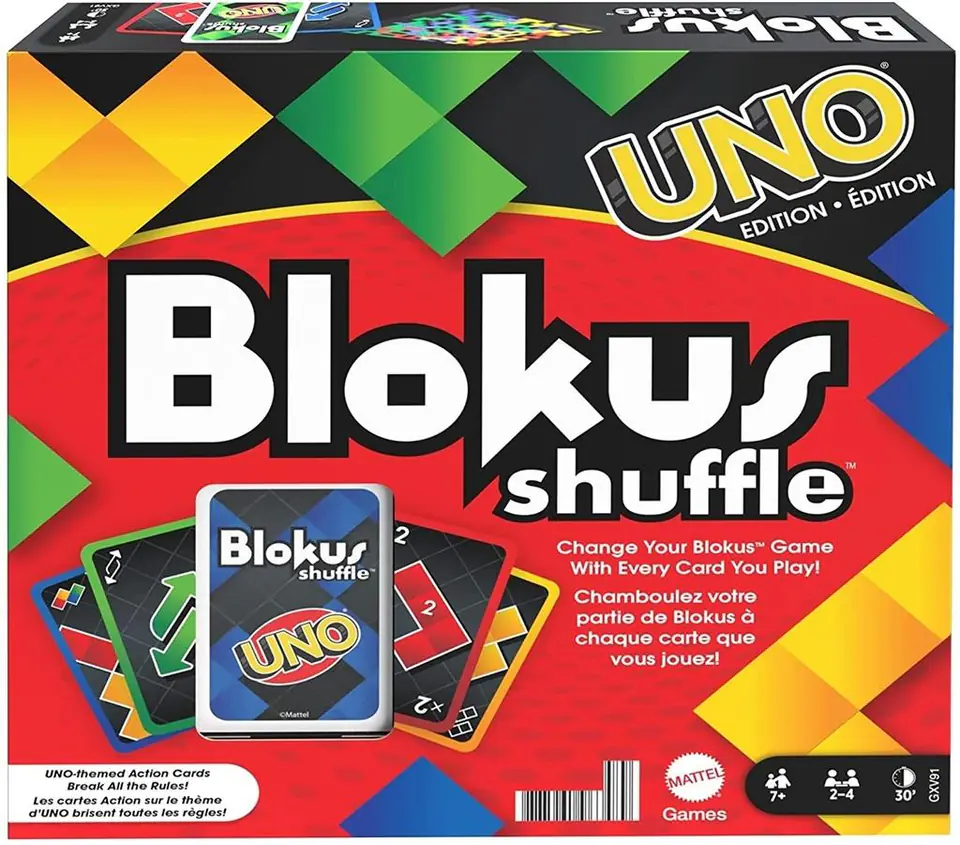 ⁨Blokus Shuffle with UNO cards game GXV91 p5 MATTEL⁩ at Wasserman.eu