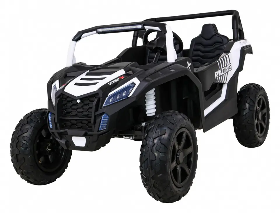 ⁨Buggy ATV Strong Racing dla 2 dzieci Biały + Silnik bezszczotkowy + Pompowane koła + Audio LED⁩ w sklepie Wasserman.eu