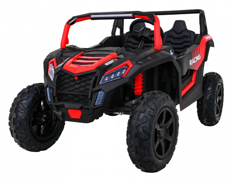 ⁨Buggy ATV Strong Racing dla 2 dzieci Czerwony + Silnik bezszczotkowy + Pompowane koła + Audio LED⁩ w sklepie Wasserman.eu