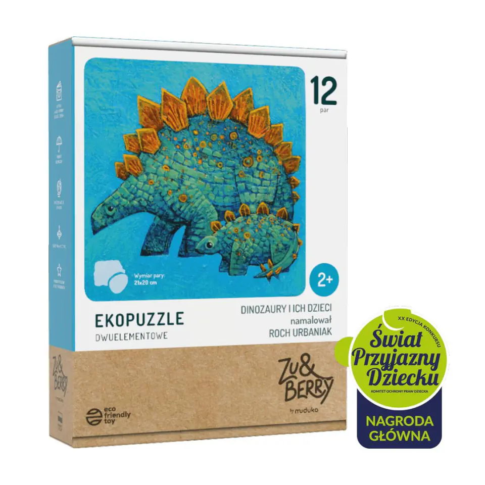 Ekopuzzle dwuelementowe Dinozaury i ich dzieci w sklepie Wasserman.eu