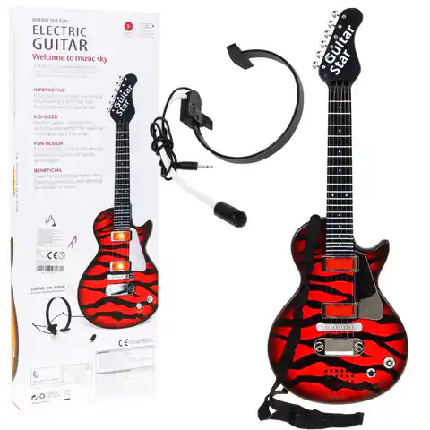 ⁨Elektryczna Gitara dla dzieci 3+ czerwony + Słuchawki z mikrofonem + Dźwięki Światła⁩ w sklepie Wasserman.eu