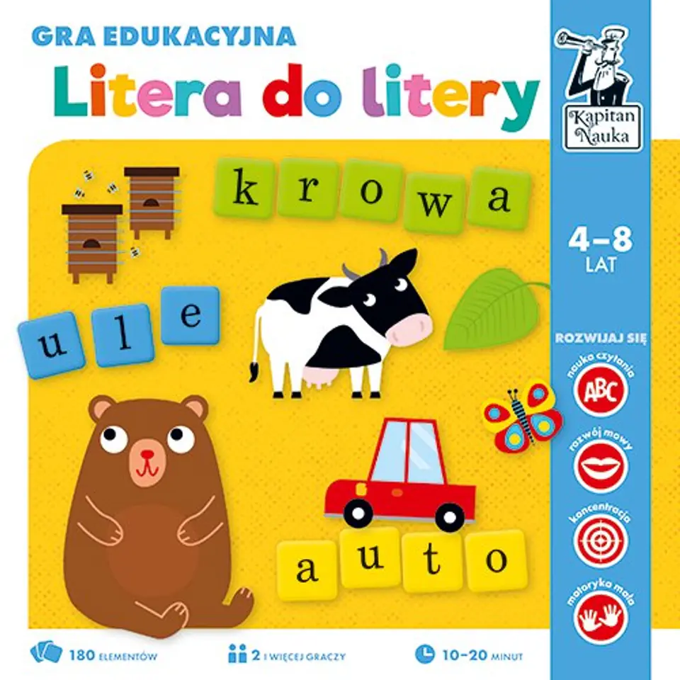 ⁨Gra edukacyjna „Litera do litery" dla dzieci 4-8 lat + Nauka układania wyrazów + Nazywanie obrazków⁩ w sklepie Wasserman.eu