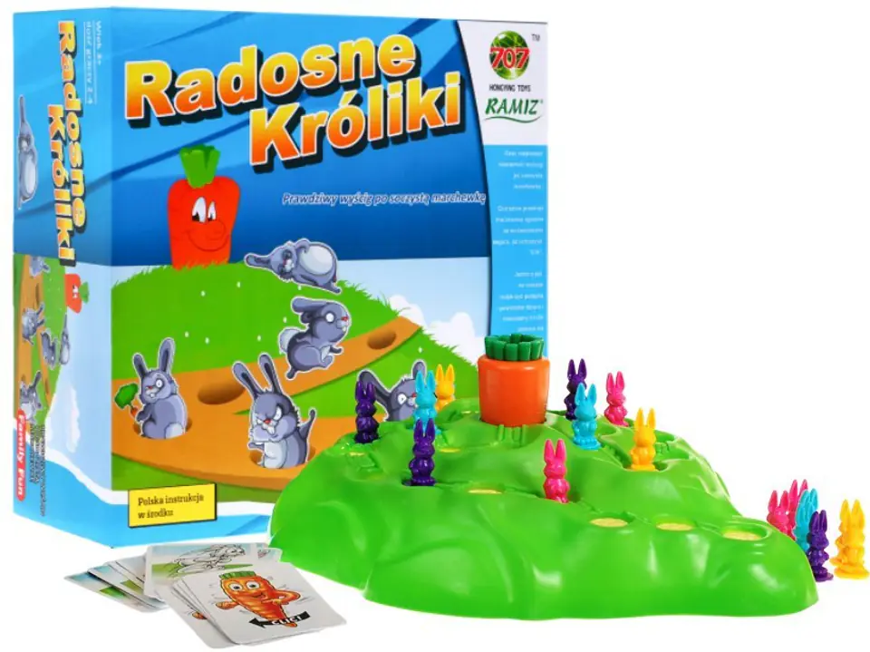 ⁨Gra planszowa Radosne Króliki dla dzieci 3+ Wyścig po marchewkę Rodzinna rozrywka⁩ w sklepie Wasserman.eu