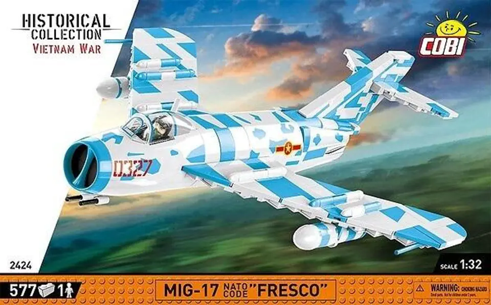 ⁨COBI 2424 Historical Collection Vietnam War Wojna w Wietnamie MiG-17 NATO Code "Fresco" 577 klocków⁩ at Wasserman.eu