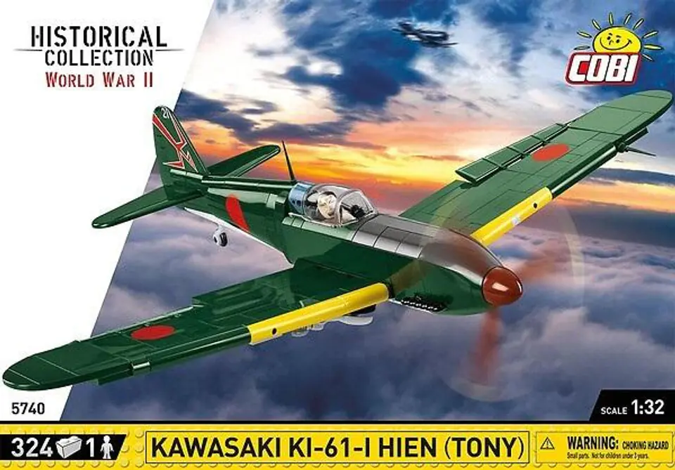 ⁨COBI 5740 Historical Collection WWII Kawasaki KI-61-I Hein Fighter Aircraft (Tony) 324 Pads⁩ at Wasserman.eu