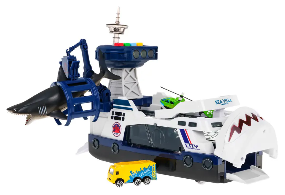⁨Interaktywna łódź policyjna dla dzieci 3+ Akcesoria rekin auto helikopter⁩ w sklepie Wasserman.eu