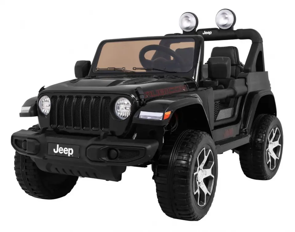 ⁨Jeep Wrangler Rubicon na akumulator dla dzieci Czarny + Pilot + Radio MP3 LED + Koła EVA⁩ w sklepie Wasserman.eu