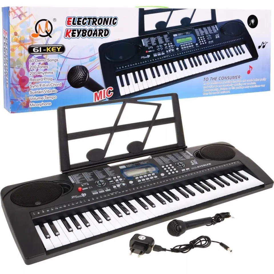 ⁨Keyboard dla dzieci 5+ Mikrofon Stojak na nuty USB MP3 Taktomierz - model nr 6159⁩ w sklepie Wasserman.eu