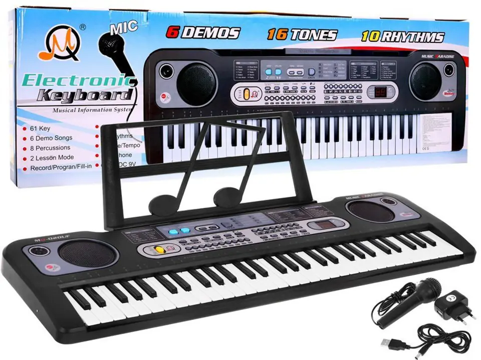 ⁨Keyboard dla dzieci 5+ Stojak na nuty Mikrofon + Nagrywanie Radio USB MP3 - model nr 020⁩ w sklepie Wasserman.eu