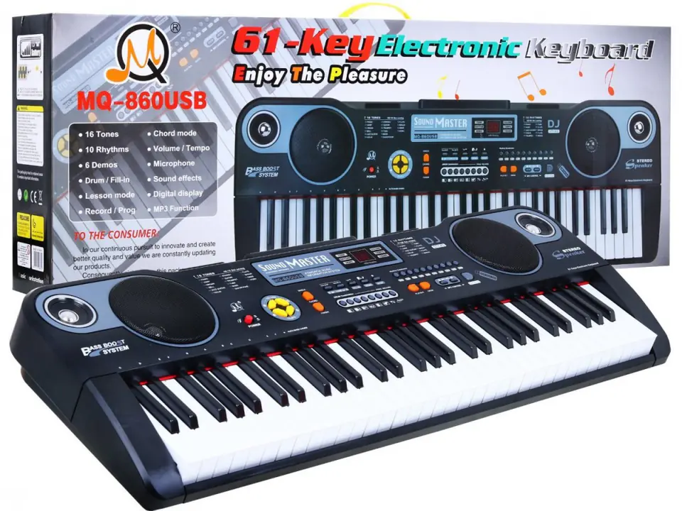 ⁨Keyboard z funkcjami dla dzieci 5+ Zestaw muzyczny Tryb lekcji Mikrofon - model nr 860⁩ w sklepie Wasserman.eu