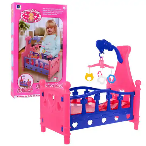 ⁨Łóżeczko dla lalek dla dzieci 3+ Kolorowa karuzela + Pościel dla lalek + Zabawa w dom⁩ w sklepie Wasserman.eu