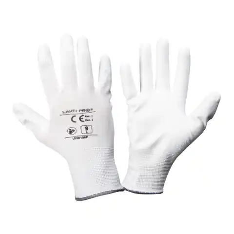 ⁨L230110W Polyurethane coated gloves [L230110P] ,12 pairs, "10", CE, LahtiPro⁩ at Wasserman.eu