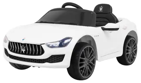 ⁨Maserati Ghibli na akumulator dla dzieci Biały + Pilot + Wolny Start + EVA + MP3 USB + LED⁩ w sklepie Wasserman.eu