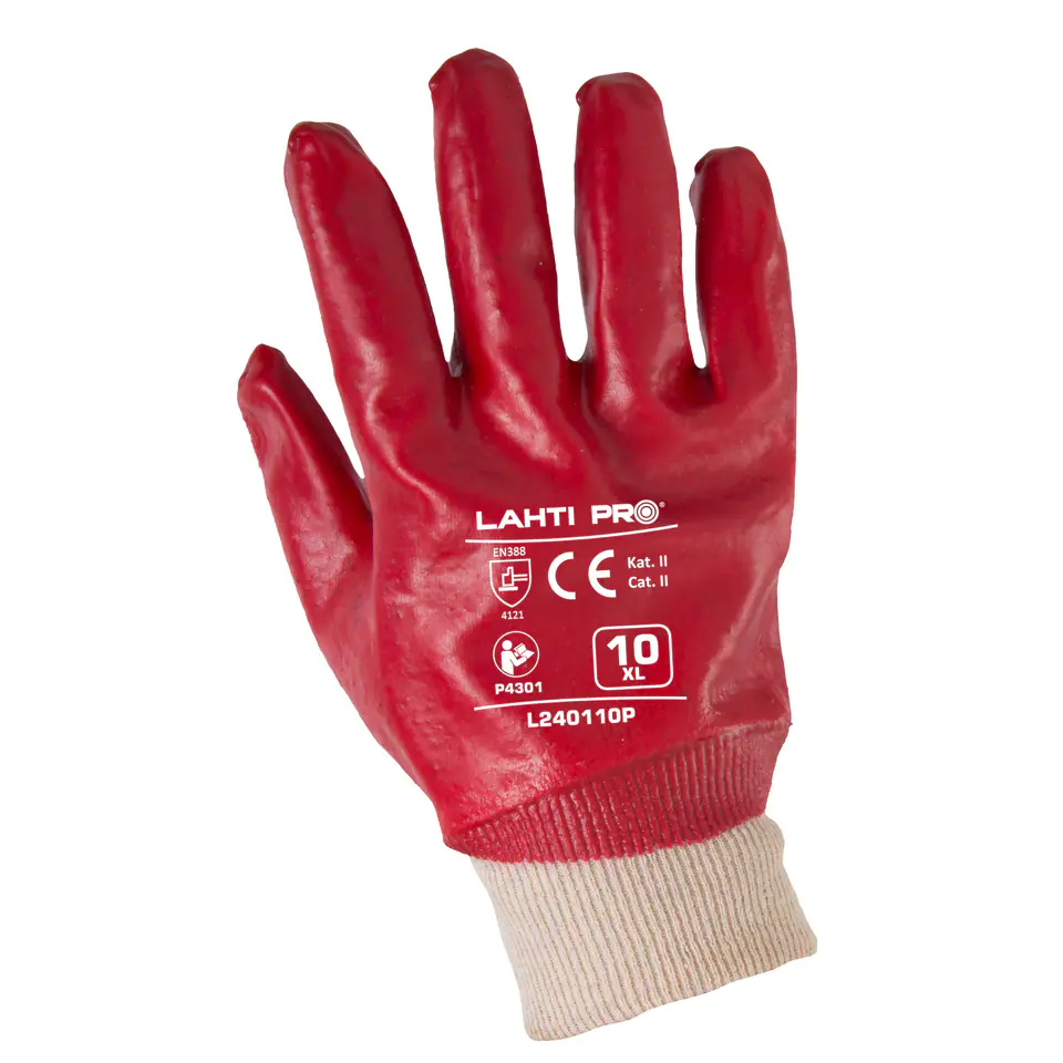 ⁨GLOVES PVC RED L240110P, 12 PAIRS, "10", CE, LAHTI⁩ at Wasserman.eu