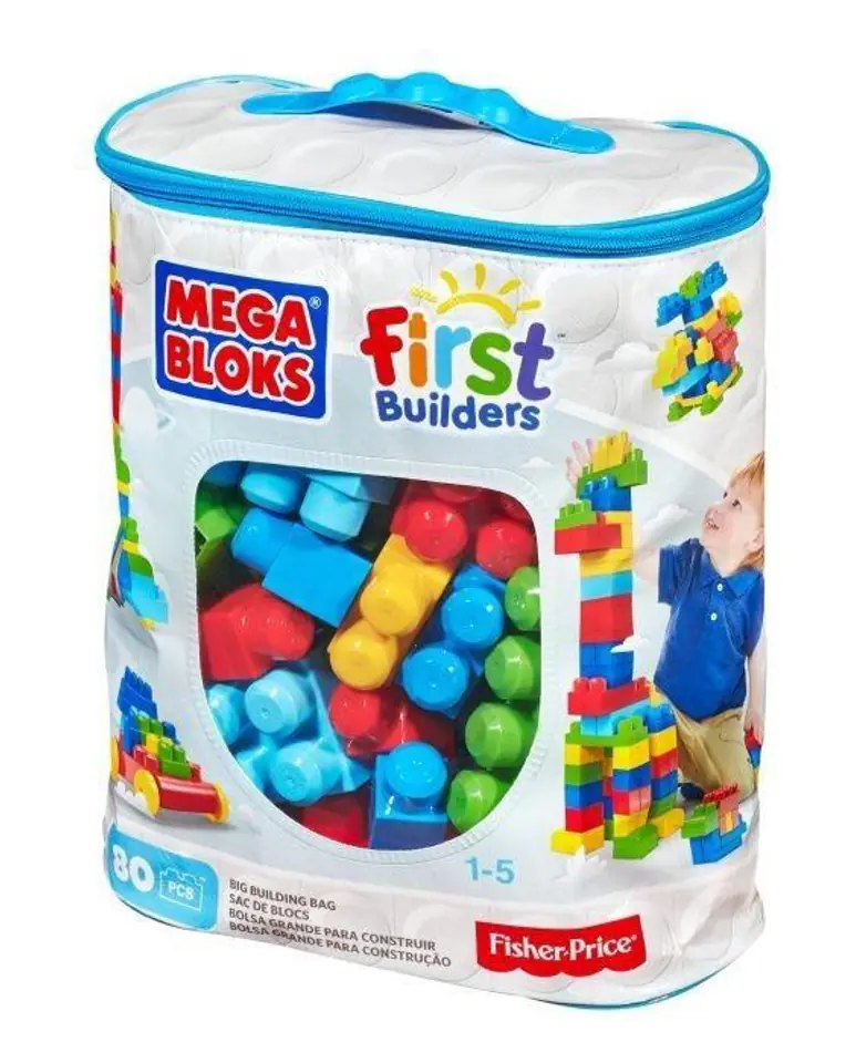 ⁨Mega Bloks Klocki w torbie 80 el. niebieskie⁩ w sklepie Wasserman.eu