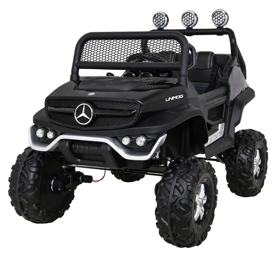 ⁨Mercedes Benz Unimog dla dzieci Czarny + Napęd 4x4 + Pilot + Bagażnik + Wolny Start + MP3 LED⁩ w sklepie Wasserman.eu