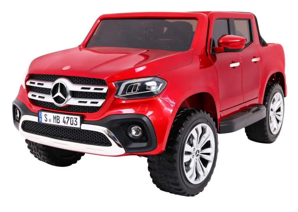 ⁨Mercedes Benz X-Class dla dzieci Lakier Czerwony + Pilot + Napęd 4x4 + MP4 + Bagażnik + EVA⁩ w sklepie Wasserman.eu