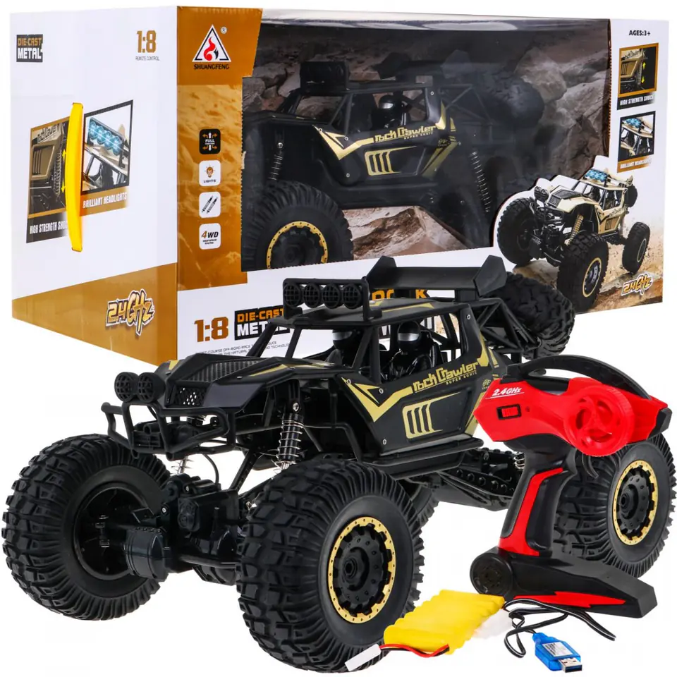 ⁨Metalowy crawler Rock dla dzieci 3+ Zdalnie sterowany model 1:8 Napęd 4x4⁩ w sklepie Wasserman.eu