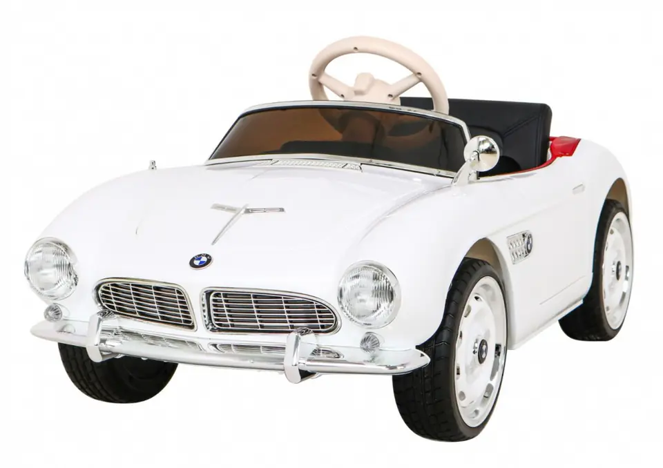 Autko BMW 507 Retro elektryczne dla dzieci Biały + Audio LED + Pilot + Ekoskóra + EVA + Wolny Start w sklepie Wasserman.eu