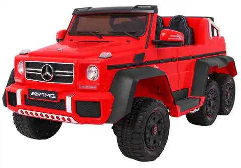⁨Auto Mercedes G63 6x6 dla dzieci Czerwony + 2 Pedały gazu + Regulacja siedzenia + Audio LED + Bagażnik + Kufer dla rodzica⁩ w sklepie Wasserman.eu