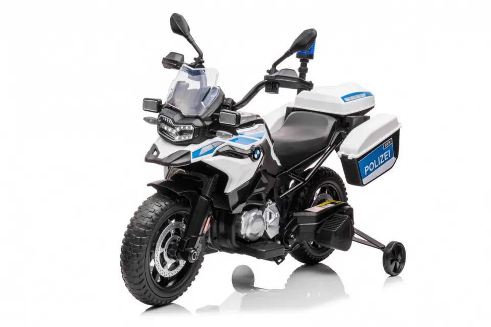 ⁨Motor Policyjny BMW F850 GS na akumulator dla dzieci + Kółka pomocnicze + Syrena + Światła + 2 Kufry + Wolny Start⁩ w sklepie Wasserman.eu