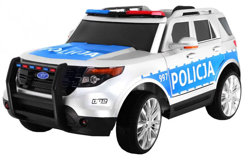 ⁨Auto SUV Policja na akumulator dla dzieci + Syreny + Światła + Megafon + Pilot + Wolny Start + EVA + Naklejki⁩ w sklepie Wasserman.eu