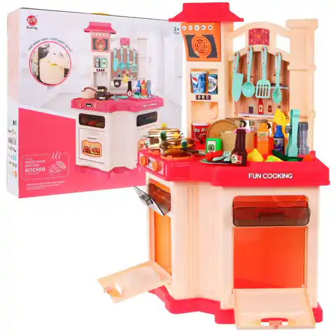 ⁨Różowa Kuchnia dla dzieci 3+ Radio + Interaktywny palnik + Funkcja pary + Akcesoria⁩ w sklepie Wasserman.eu