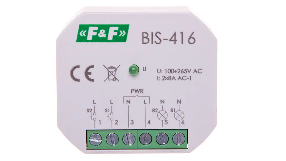 ⁨Przekaźnik impulsowy dwukanałowy 8A 2Z 230V AC BIS-416⁩ w sklepie Wasserman.eu