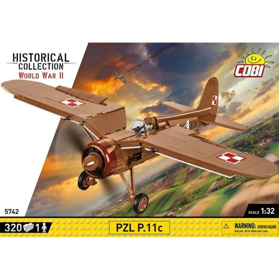 ⁨COBI 5742 Historical Collection WWII Samolot myśliwski PZL P.11c 320 klocków⁩ at Wasserman.eu