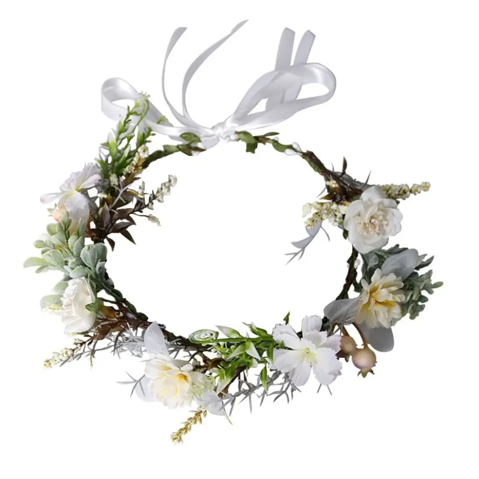 ⁨Wianek, opaska do włosów z kwiatów, delikatny wianuszek BOHO W111⁩ w sklepie Wasserman.eu