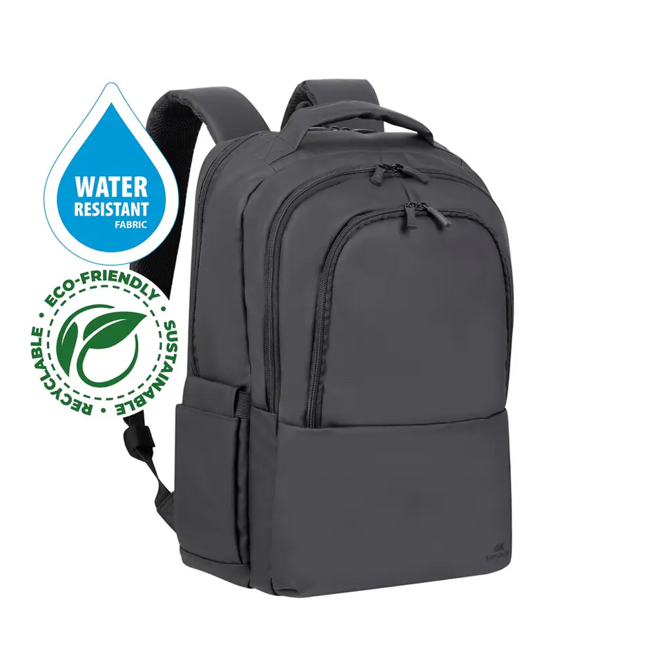 ⁨RIVACASE 8435 backpack for laptop 17.3" Tegel ECO, black, waterproof material, eco rPet, pockets for smartphone, documents, accessories, pockets for water bottle and umbrella⁩ at Wasserman.eu