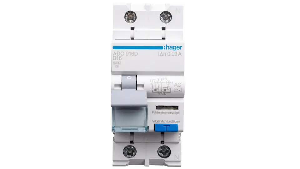 ⁨Residual current circuit breaker 2P 16A B 0,03A type AC ADC916D⁩ at Wasserman.eu