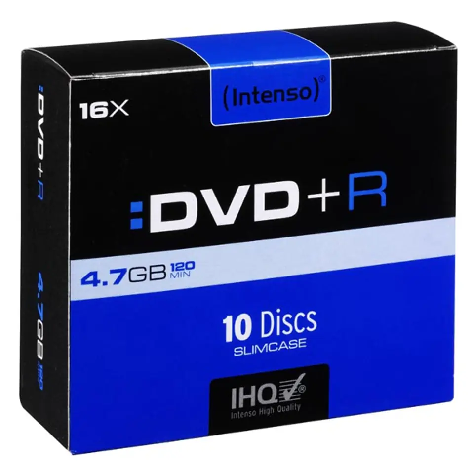⁨Intenso DVD+R, 4111652, 4.7GB, 16x, slim case, 10-pack, LightScribe, 12cm, do archiwizacji danych, EOL⁩ w sklepie Wasserman.eu