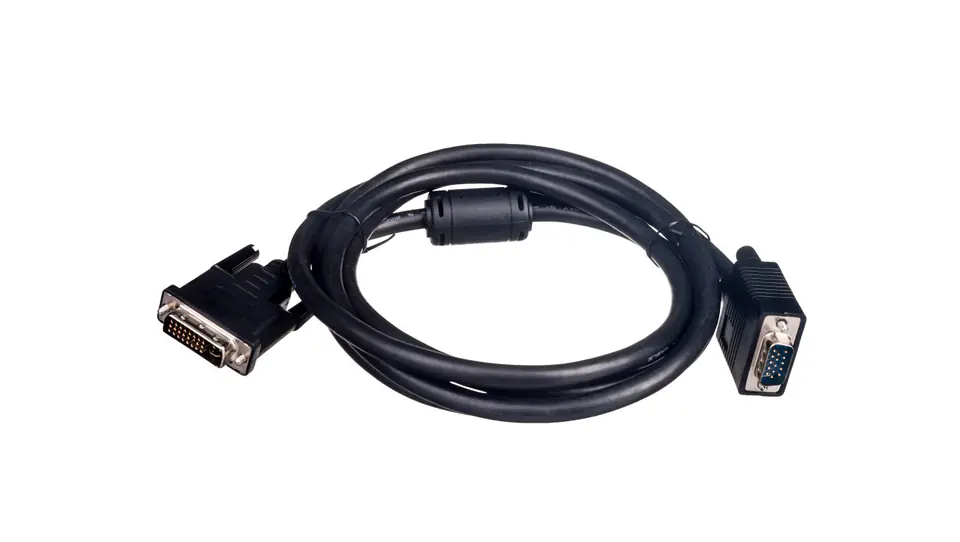 ⁨Kabel adapter DVI-I Dual Link Typ DVI-I(24+5)/VGA, M/M czarny 2m AK-320300-020-S⁩ w sklepie Wasserman.eu