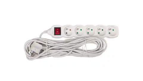 ⁨Extension cable with switch 5-outlets with/u 10m /H05VV-F 3G1/ white P1510⁩ at Wasserman.eu