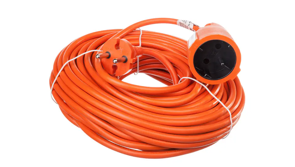 ⁨Extension cable 1-socket b/u 20m /H05VV-F 2x1/ orange P01320⁩ at Wasserman.eu