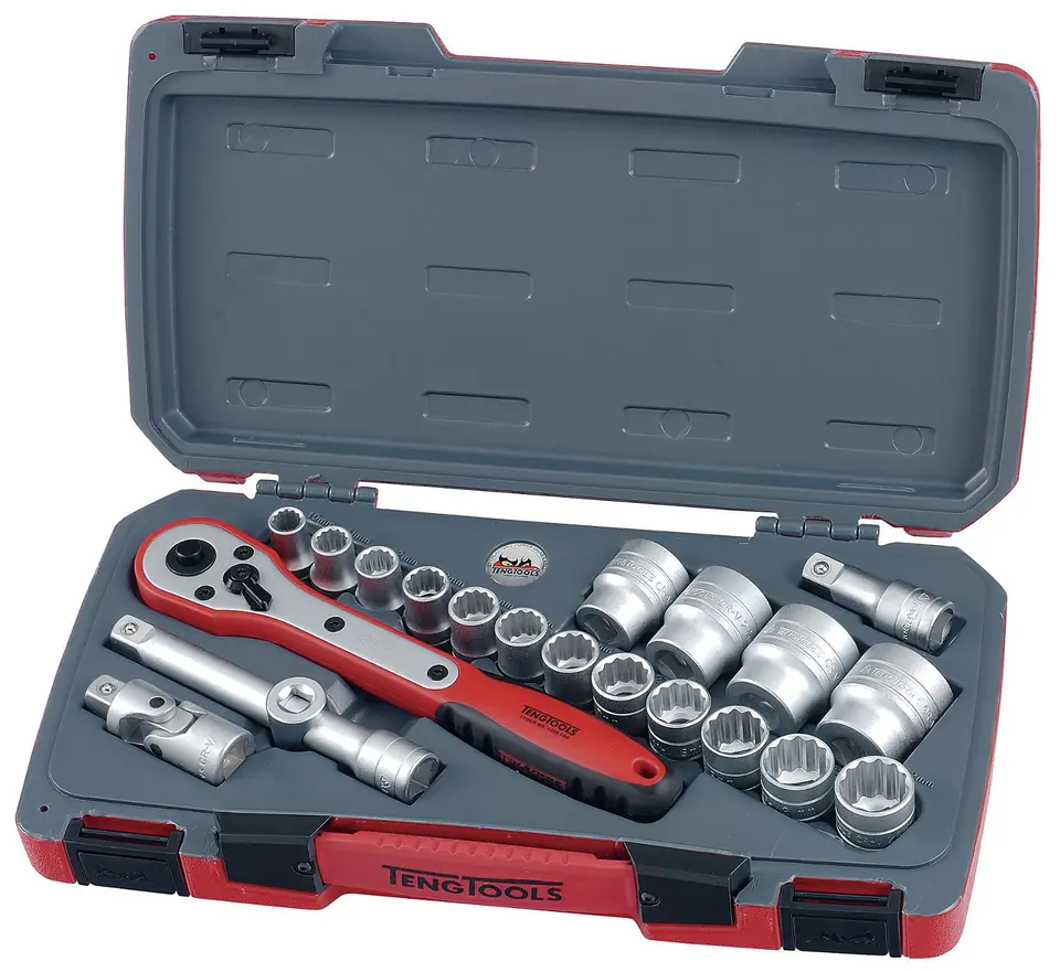 ⁨21-elementowy zestaw narzędzi nasadowych z chwytem kwadratowym 1/2". Teng Tools T1221⁩ w sklepie Wasserman.eu