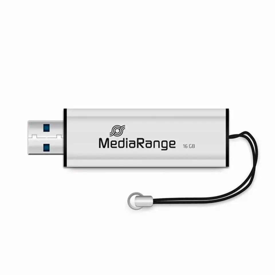 ⁨MediaRange USB flash disk, USB USB 3.0 (3.2 Gen 1), 16GB, srebrny, MR915, USB A, wysuwany, EOL⁩ w sklepie Wasserman.eu