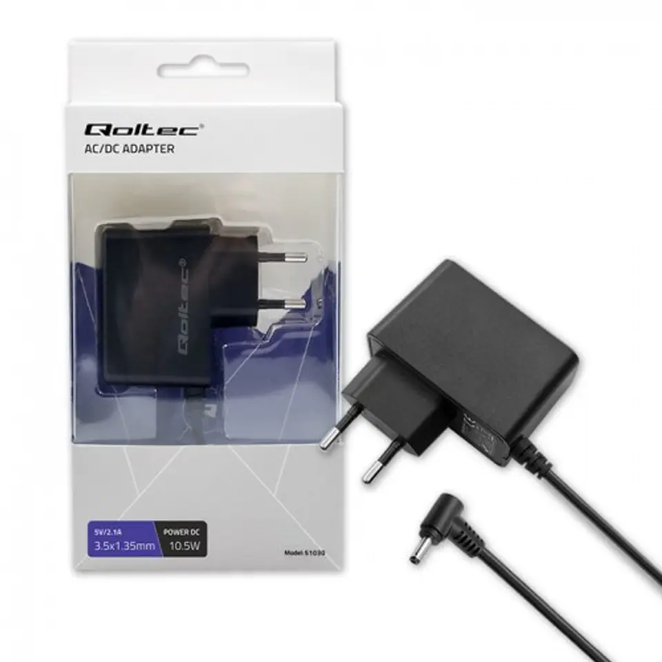 ⁨Qoltec 5103 power adapter/inverter Indoor 10.5 W Black⁩ at Wasserman.eu