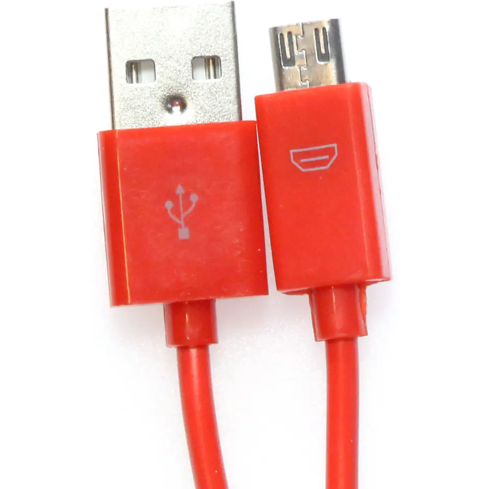 ⁨Kabel USB-A -> microUSB 1m 2A czerwony OMEGA BAJA (44342)⁩ w sklepie Wasserman.eu