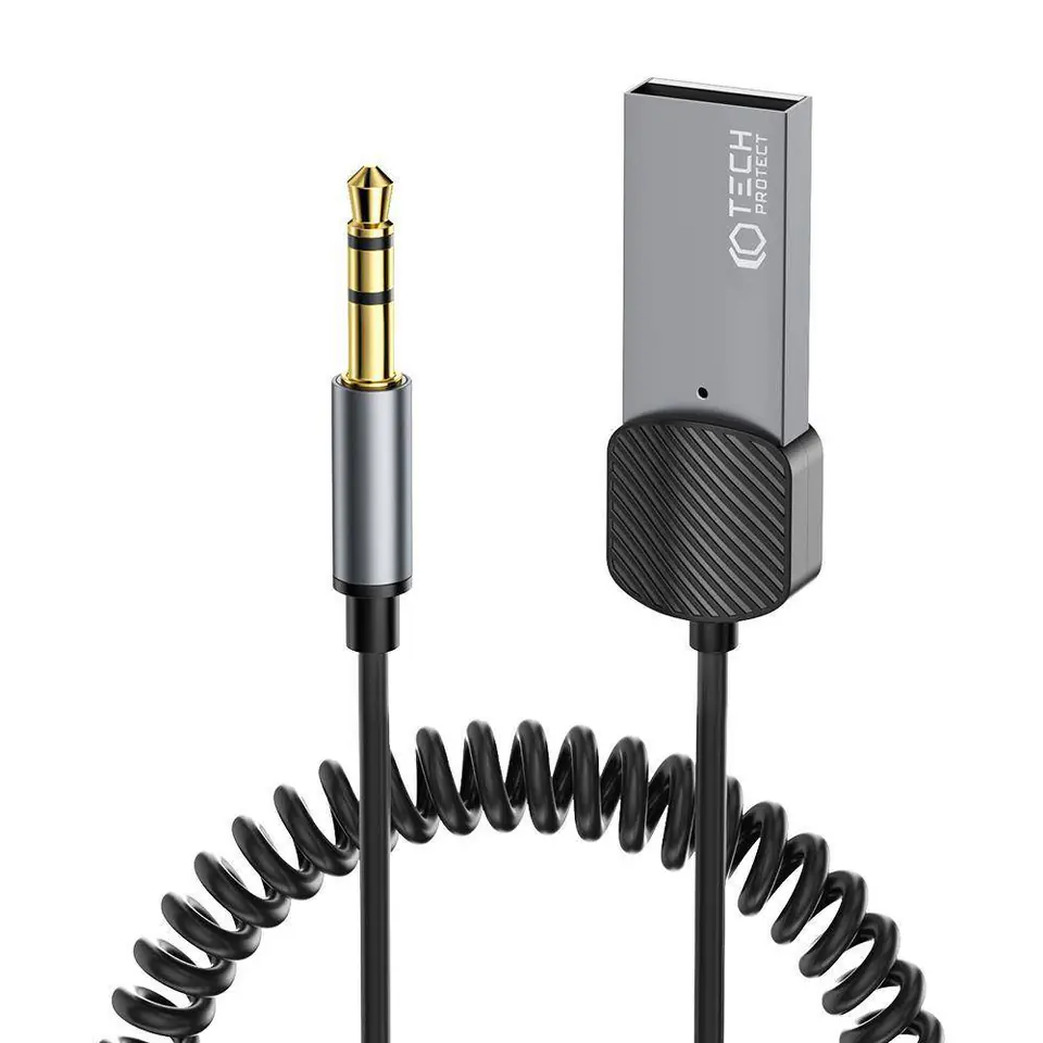 ⁨Adapter Audio Bluetooth AUX Tech-Protect Ultraboost szary⁩ w sklepie Wasserman.eu
