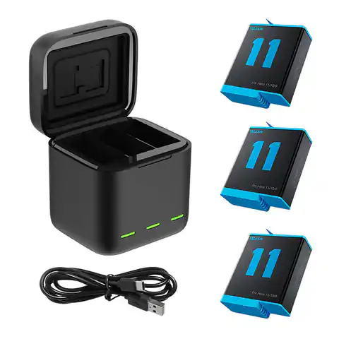 ⁨Telesin box three channel charger for GoPro Hero 9 / Hero 10 + 3 batteries (GP-BNC-902)⁩ at Wasserman.eu
