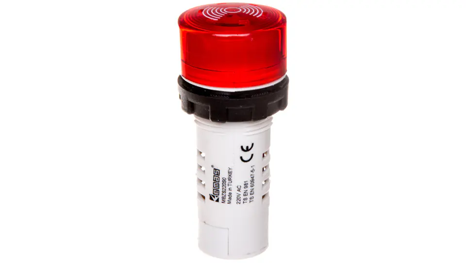 Buzzer, monoblok, 220V AC, 90db, podświetlany, czerwony T0-MBZS220S w sklepie Wasserman.eu